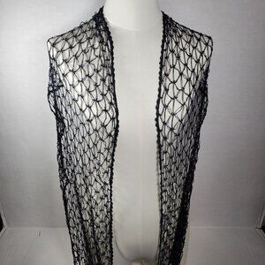 Chico's Beaded Crochet Elegant Special Occasion Rayon Fringed Wrap Shawl